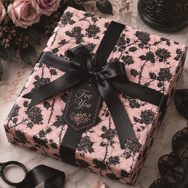 Gotiska rosa kyrkogårdsrosor svarta blommor presentpapper