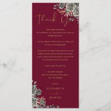 Gotiska rosor Blommig bröllops tack-kort