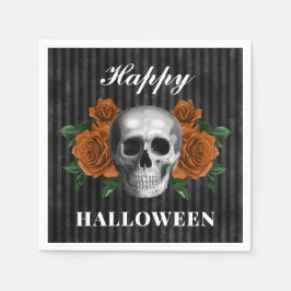 Gotiska rosor & dödskalle Gott Halloween Pappersservett