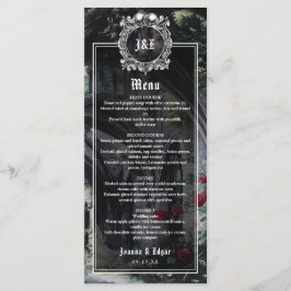 Gotiska ruiner blommiga rosor bröllop meny