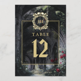 Gotiska ruiner blomster monogram bordsnummer