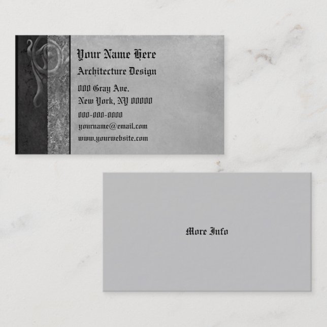 Gotiska rullor för grå sten visitkort (Fram/baksida)