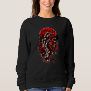 Gotiska skelett-händer Röda rosor Halloween-skräck T Shirt