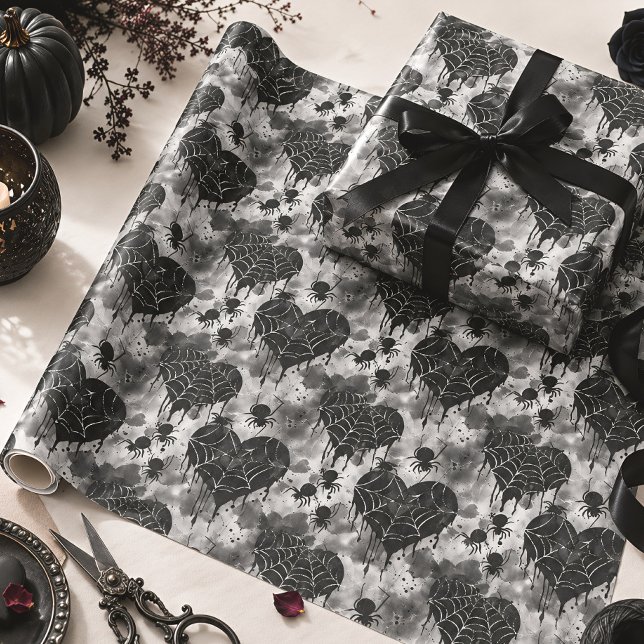 Gotiska spindelnätshjärtan mörk romantik presentpapper (Skapare uppladdad)