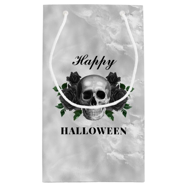 Gotiska svarta rosor & dödskalle Gott Halloween (Baksidan)