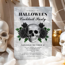 Gotiska svarta rosor Dödskalle Halloween Cocktailp