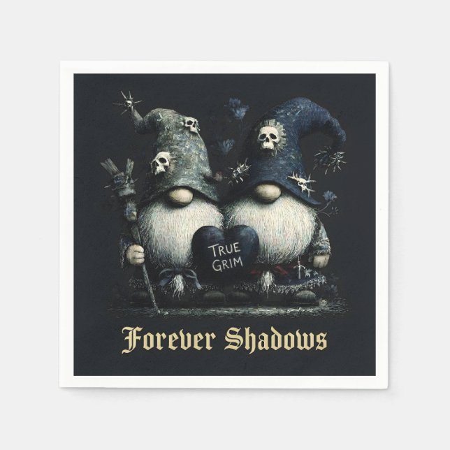 Gotiska "True Grim" Gnomar med "Forever Shadows" Pappersservett (Framsidan)