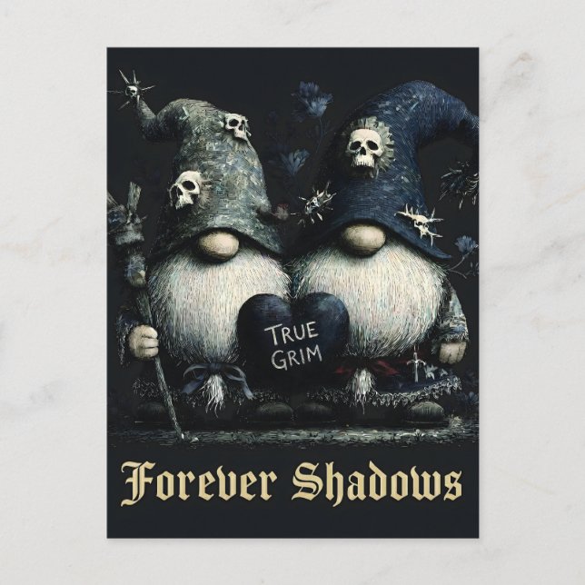 Gotiska "True Grim" Tomtar med "Forever Shadows" Vykort (Framsida)