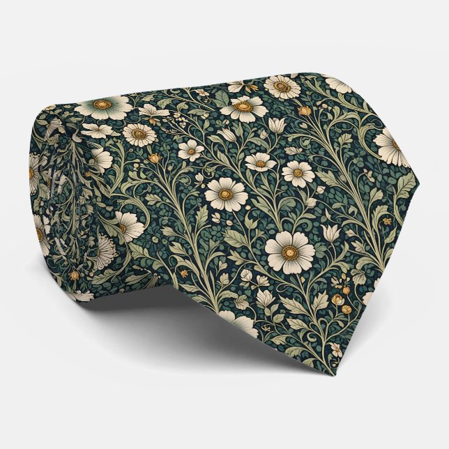 Gotiska tusenskönor Vintage romantisk blomsterdesi Slips (Rullad)