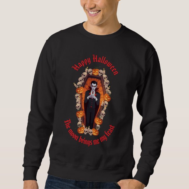 🧛 ‍ ♂️ gotiska vampyren Halloween Black Sweatshir Lång Ärmad Tröja (Framsida)