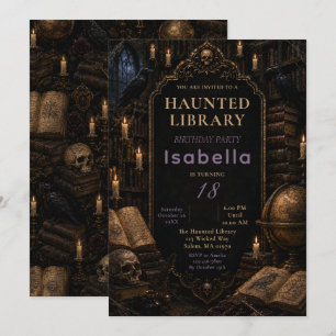 Gotiskt bibliotek Halloween-fest Inbjudningar