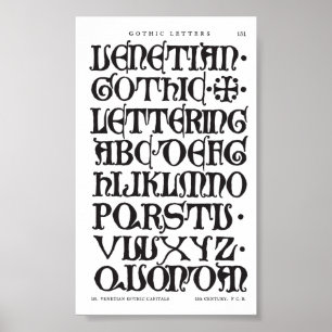 Gotiskt brevtypografitryck poster