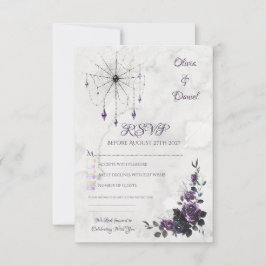 Gotiskt bröllop RSVP-kort Floral Dark Romance OSA Kort