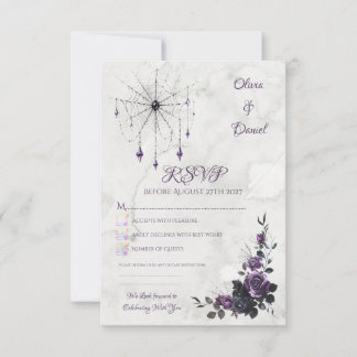 Gotiskt bröllop RSVP-kort Floral Dark Romance OSA Kort