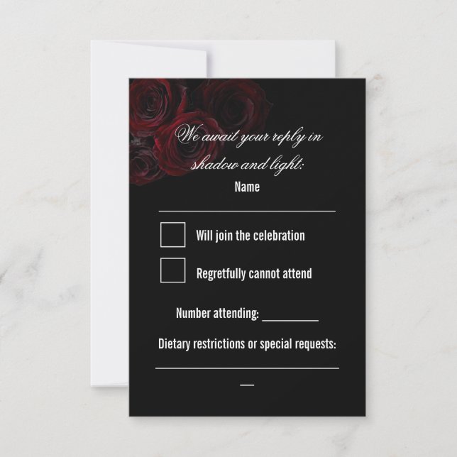 Gotiskt bröllop RSVP-kort | Mörk romantik OSA Kort (Framsida)