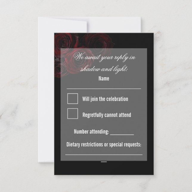 Gotiskt bröllop RSVP-kort | Mörk romantik OSA Kort (Framsida)