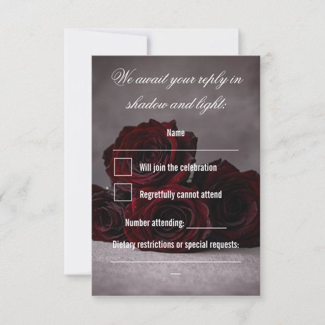Gotiskt bröllop RSVP-kort | Mörk romantik OSA Kort (Framsida)