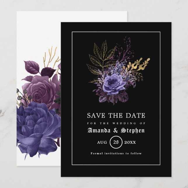 Gotiskt bröllop Save The Date Spara Datumet (Fram/baksida)