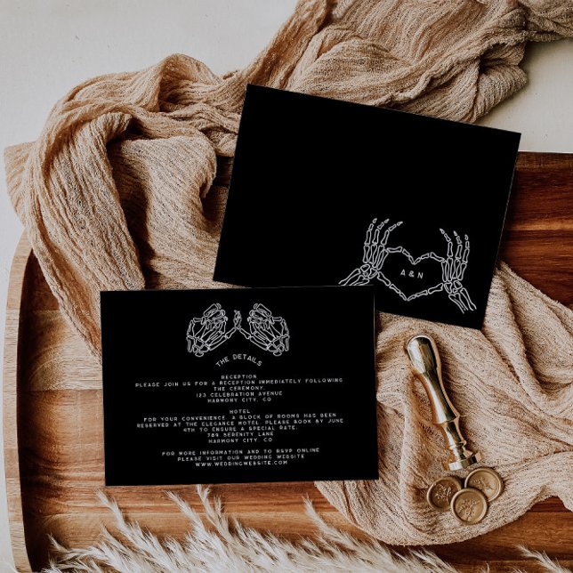 Gotiskt bröllop skelett händer Bröllopsdetaljer  Tilläggskort (Skapare uppladdad)