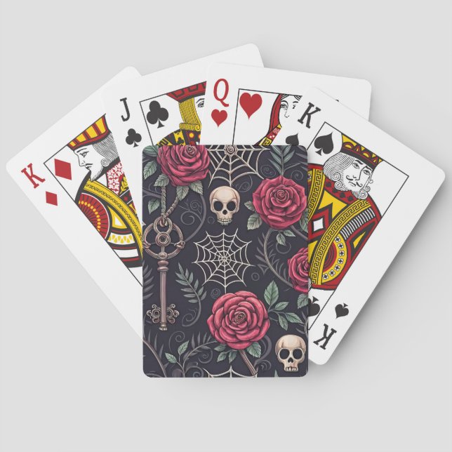 Gotiskt Dödskalle Blommig Celestialt Mönster (4) Casinokort (Baksidan)
