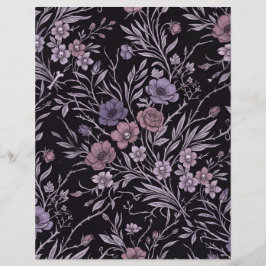 Gotiskt dödskalle lila blommor Scrapbookpapper