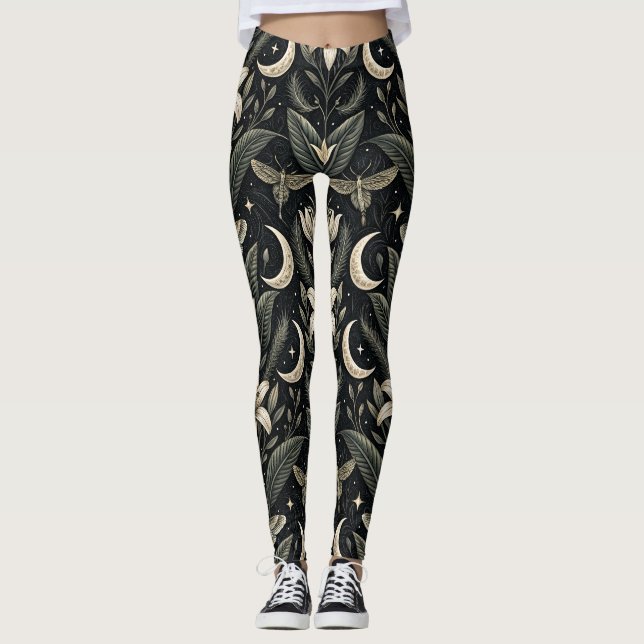 Gotiskt fjäril blomster mönster (4) leggings (Framsida)