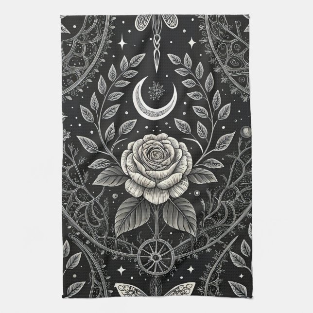 Gotiskt fjärilblommigt mönster (4) kökshandduk (Vertikal)