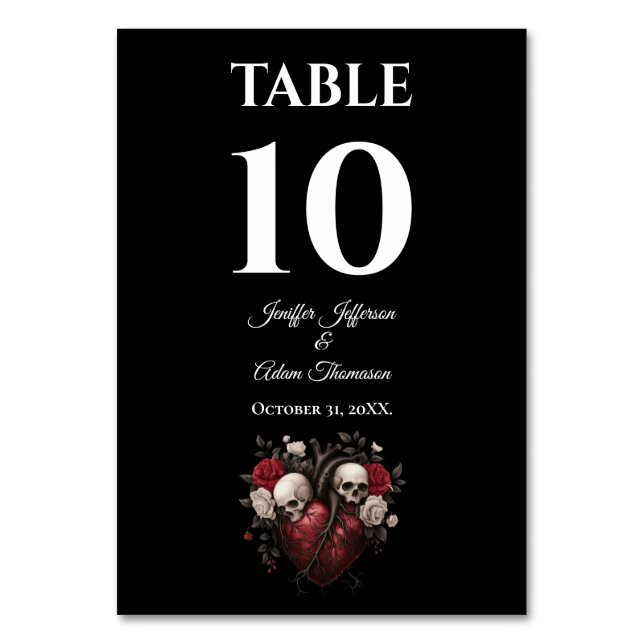 Gotiskt Halloween Alternativ Bröllop Bordsnummer (Framsidan)