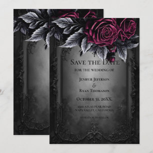 Gotiskt halloween bröllop save the date inbjudan