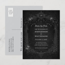 Gotiskt halloween bröllop save the date vykort
