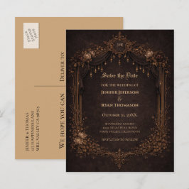 Gotiskt halloween bröllop save the date vykort