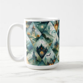 Gotiskt Halloween Slott Mönster Kaffemugg