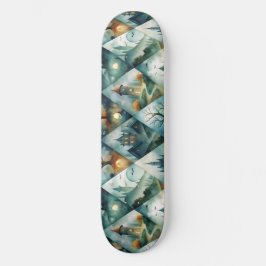 Gotiskt Halloween Slott Mönster Mini Skateboard Bräda 18,5 Cm