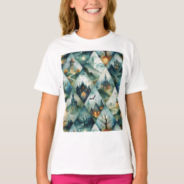 Gotiskt Halloween Slott Mönster T Shirt