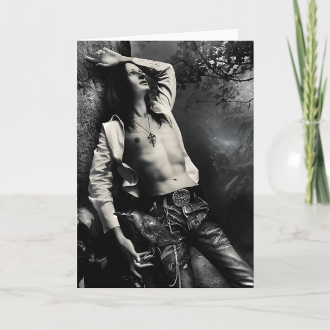 Gotiskt korpsvart hälsningkort kort (Framsida)