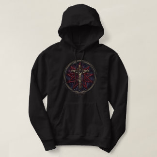 Gotiskt kors & ockult serpentsymbol grafik hoodie