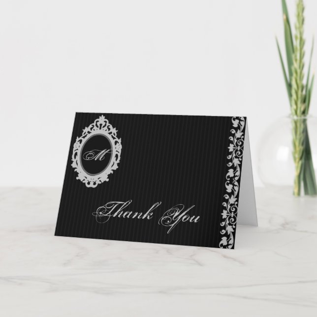 Gotiskt rammonogram Tacksamhetskort Tack Kort (Framsida)