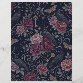 Gotiskt Ravens & Burgundy Rosor Scrapbook Papper