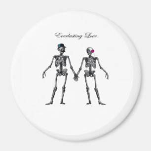 Gotiskt skelettpar (gammaldags rosa) Klassiker Magnet