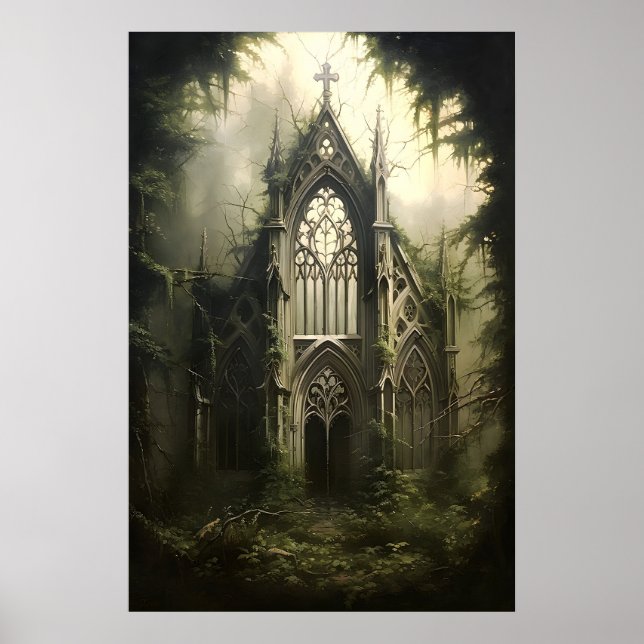 Gotiskt slott botaniskt tryck, Dark Academia Poster (Framsidan)