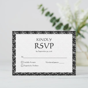 Gotiskt svart och vitt ornamentalt bröllop OSA kort