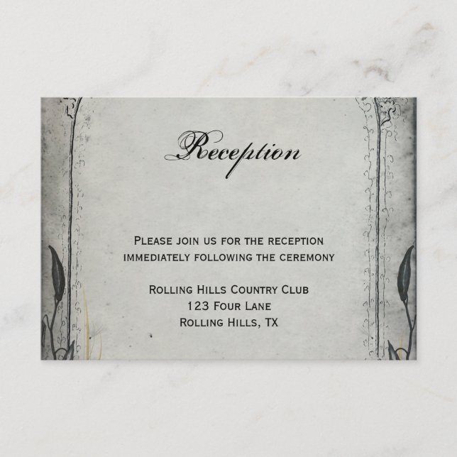 Gotiskt svart rosespaljé bröllopsfest tilläggskort (Framsida)