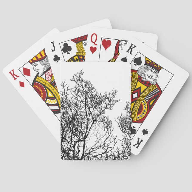Gotiskt träd svart och vitt casinokort (Baksidan)