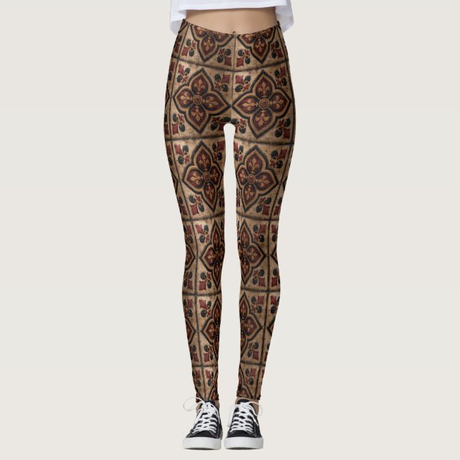 Gotiskt träsniderimönster (3) leggings (Framsida)