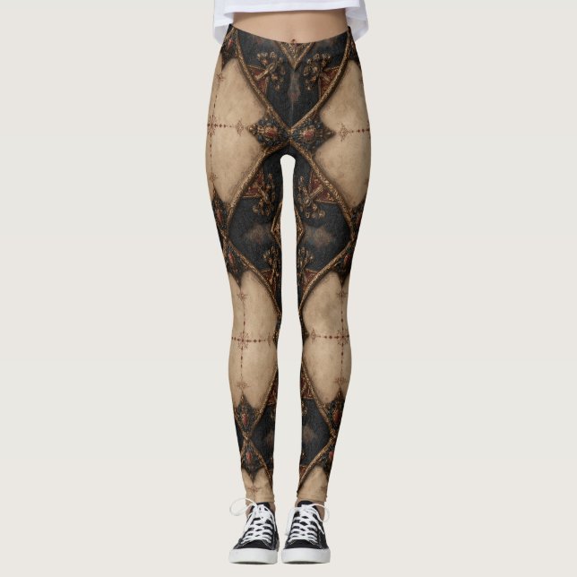 Gotiskt träsniderimönster (4) leggings (Framsida)