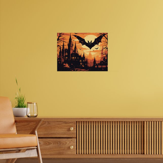 Gotiskt vampyrslott under fullmånen poster (Vardagsrum 2)
