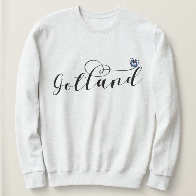 Gotland Flagga Heart-skriptutformning, Sverige T Shirt (Design framsida)