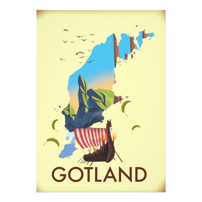 Gotland Östersjön Viking Resekarta Fototryck (Framsidan)