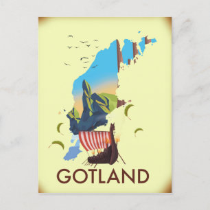 Gotland Östersjön Viking Resekarta Vykort