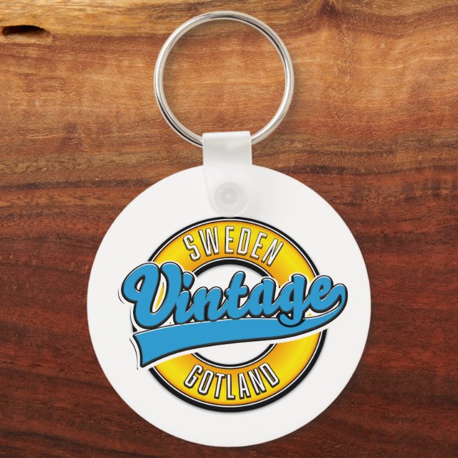 Gotland Sverige vintage stil logotyp Nyckelring (Baksida)